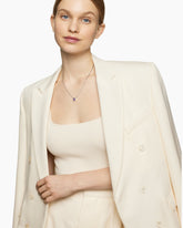 Petite Chatelaine® Pavé Bezel Pendant Necklace in Sterling Silver with Amethyst and Diamonds, 7mm